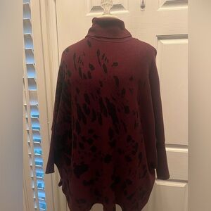 PRE-OWNED ALFANI WOMEN'S TURTLENECK PONCHO SWEATER- PETITE SMALL